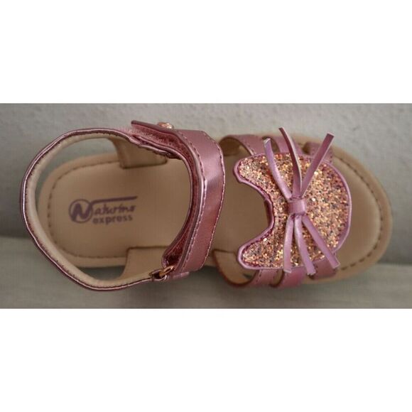Naturino Express Toddler Girl Sz 10M Rose Pink Metallic PU Leather Gatto Sandals - Picture 6 of 11